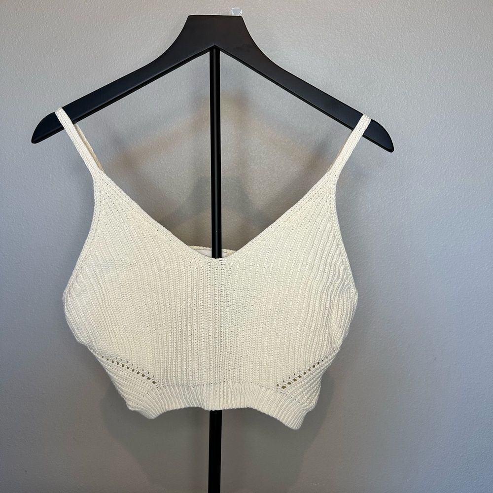 Cream Knit Crop Top Large